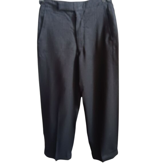 24x27 Boys Vintage Black Wool Blend Dress Pants 1970's Rayon Blend Prep School - Picture 1 of 6